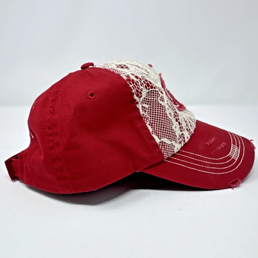 ARIAT Women's Red Distressed Light Weight Lace Baseball Cap